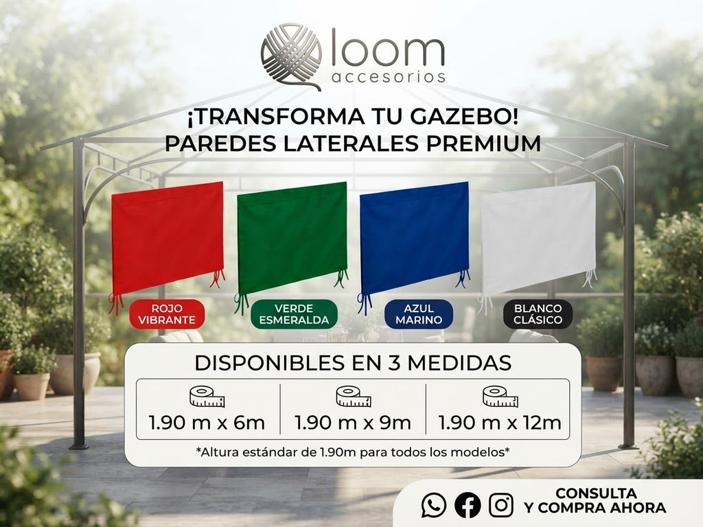 Pared para gazebos 1.90 x 9mts